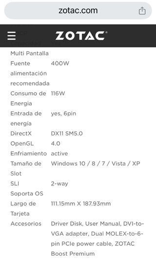 Tarjeta grafica ZOTAC GTX 550 Ti ZT5040110L