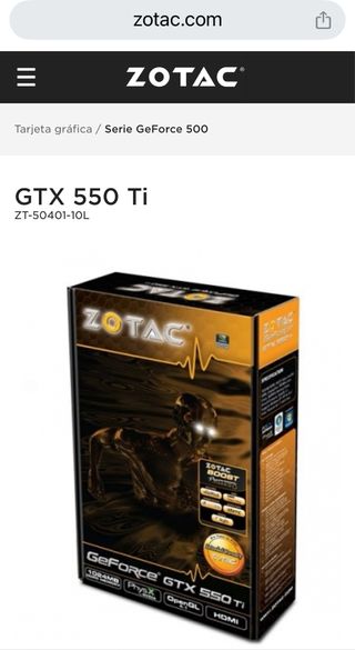 Tarjeta grafica ZOTAC GTX 550 Ti ZT5040110L