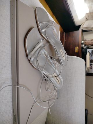 Sandalias plateadas piel,T38