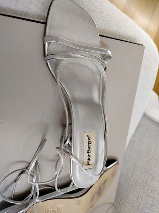 Sandalias plateadas piel,T38