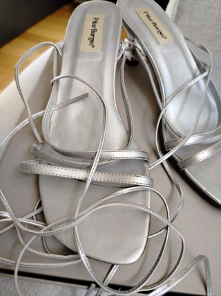 Sandalias plateadas piel,T38