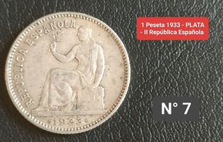 1 Peseta PLATA - 1933 - II República 