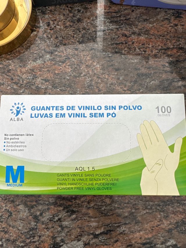Guantes de Vinilo Sin polvo talla M