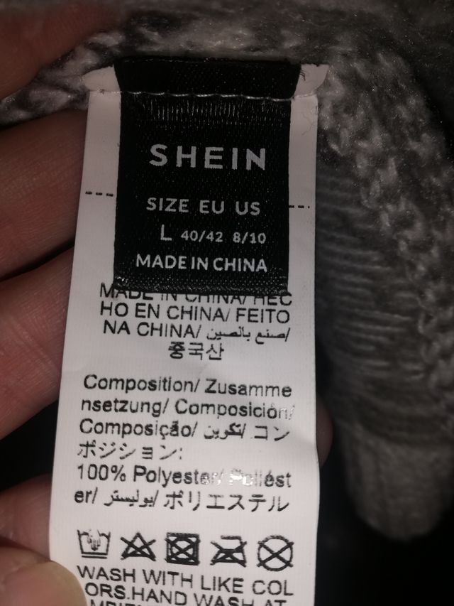 Vestido de lana gris y blanco