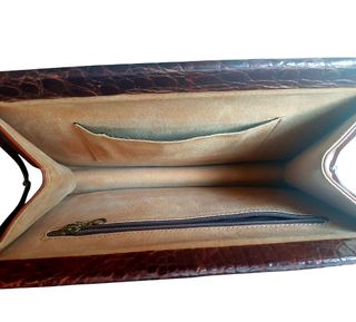 Bolso de cocodrilo auténtico 1950 1960 