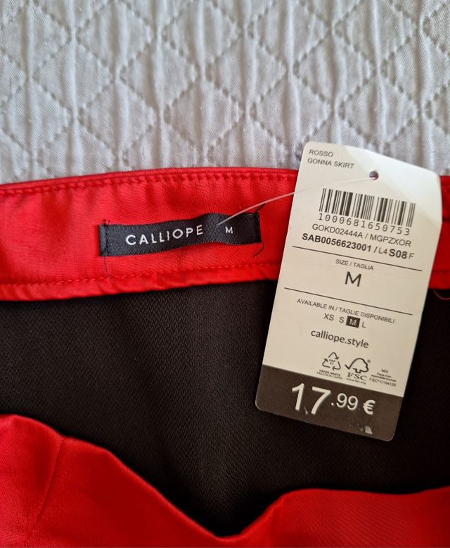 Gonna rossa in raso