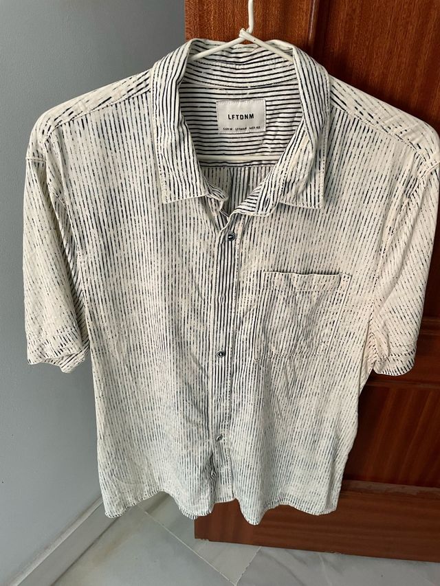 Camisa manga corta rayas blanca y marino