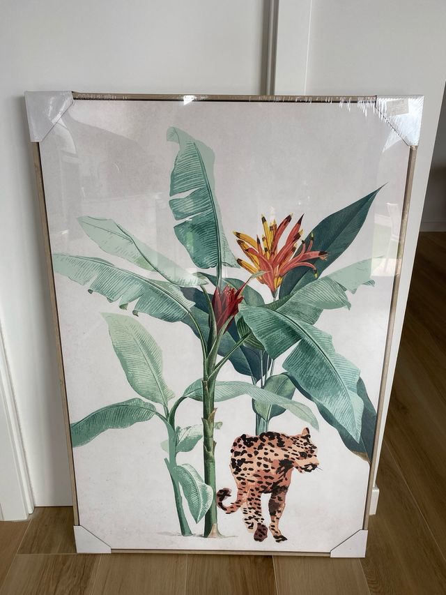 Cuadro Flores Leopardo Decorativo