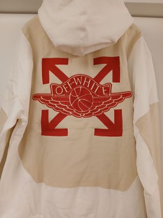 Felpa Bianca Off-White 2021 Hoodie Red Logo Ricamo