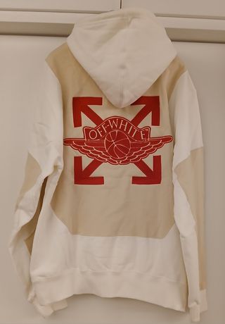 Felpa Bianca Off-White 2021 Hoodie Red Logo Ricamo