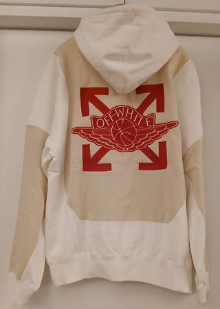 Felpa Bianca Off-White 2021 Hoodie Red Logo Ricamo