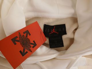 Felpa Bianca Off-White 2021 Hoodie Red Logo Ricamo