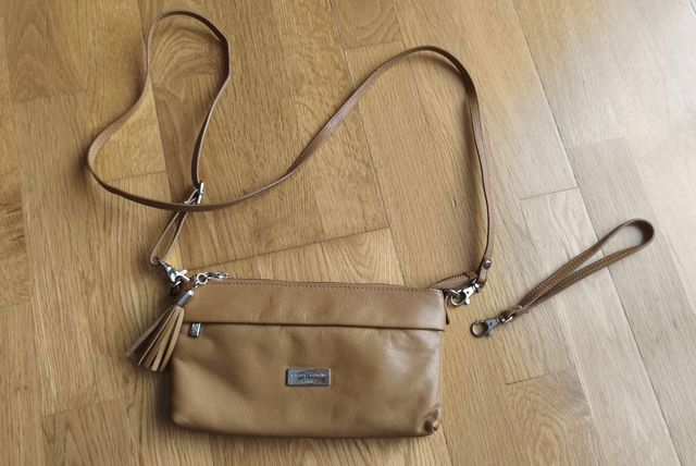 Bolso piel beige  pequeño bandolera