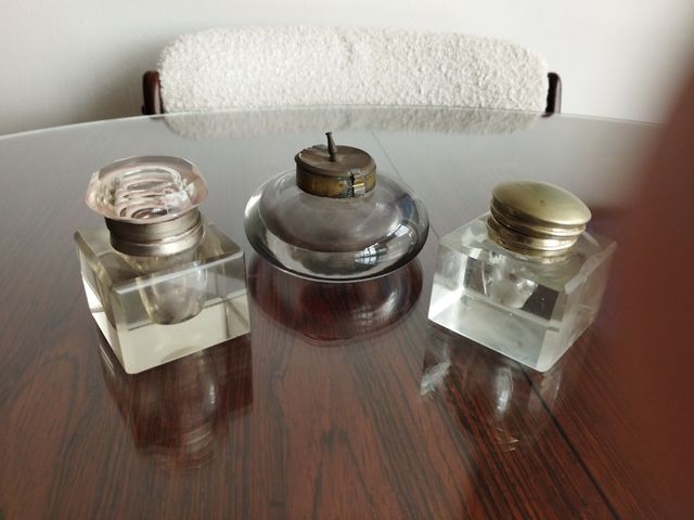 Tinteros. 3 tinteros. Antiguos. Perfectos.