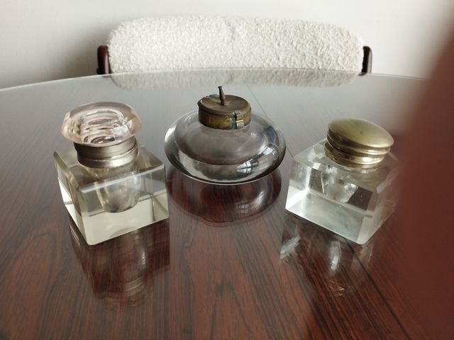 Tinteros. 3 tinteros. Antiguos. Perfectos.