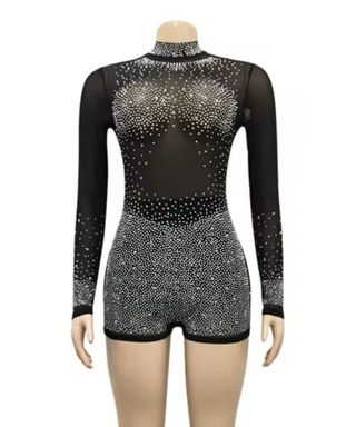 Maillot mujer negro con brillo. Disfraces ritmica