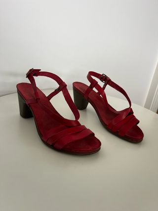 Sandalias cuero piel rojas