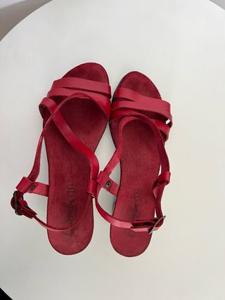 Sandalias cuero piel rojas
