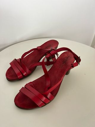 Sandalias cuero piel rojas
