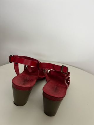 Sandalias cuero piel rojas