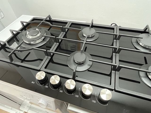 Encimera cristal gas 5 fuegos 90 cm