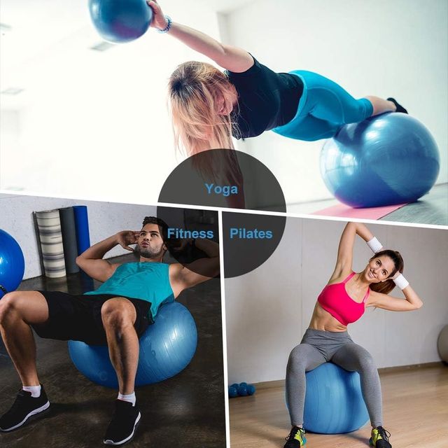 Pelota de Pilates/Fitness con hinchador. 65Cm.Azul