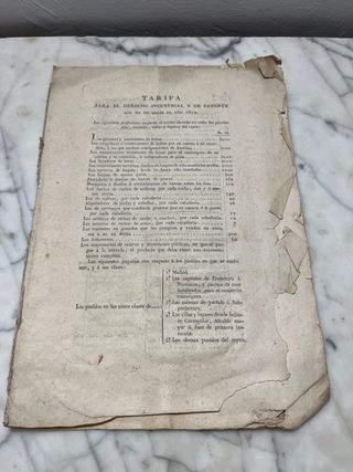 Tarifa para el Derecho Industrial y de Patente XIX