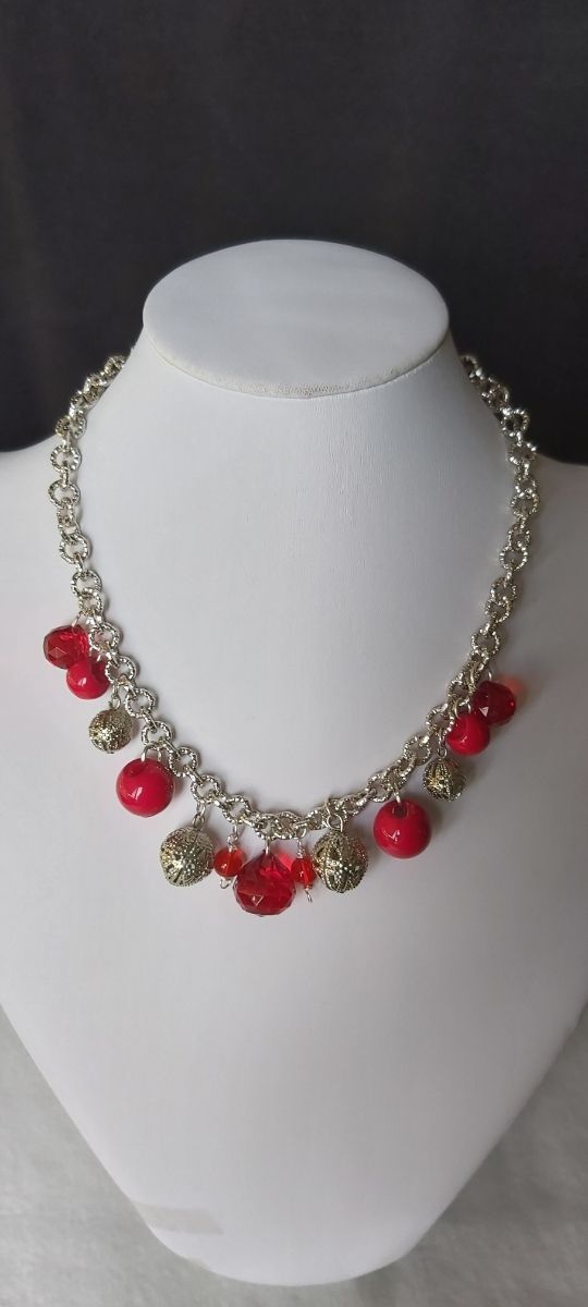 SET collana, bracciale, orecchini,con resine rosse