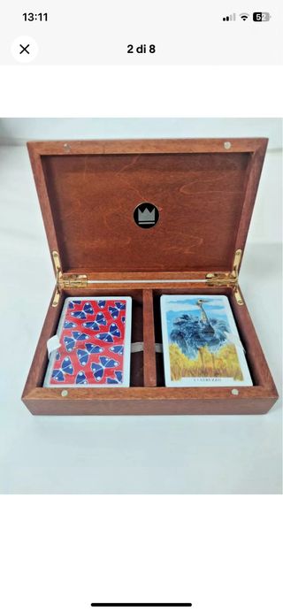 JUEGO COFANETTO CARTE IN LEGN MERCANTE IN FIERA '