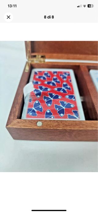 JUEGO COFANETTO CARTE IN LEGN MERCANTE IN FIERA '