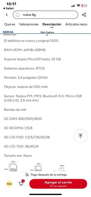Telefono Nokia 215 4G gratuito