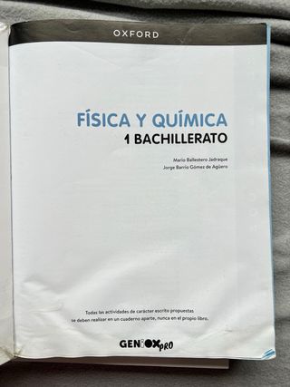 Libro de texto Física y Química 1ro de Bachille