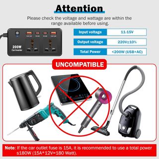 200W Car Power Inversor,24W carga rapida