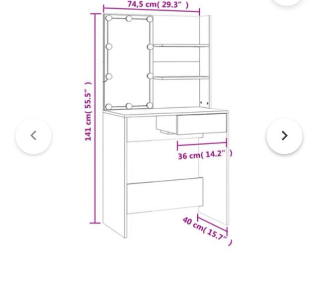 Mobile Toeletta con LED Bianca 745x40x141 cm