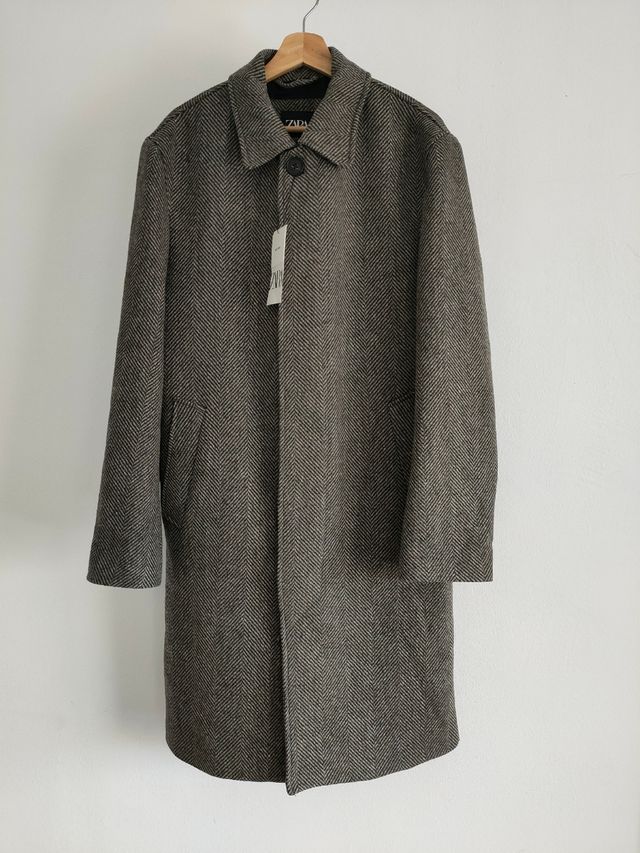 Abrigo espiga marrón, lana