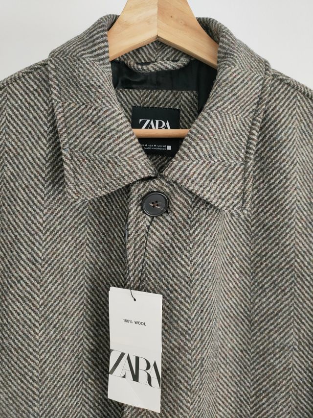 Abrigo espiga marrón, lana