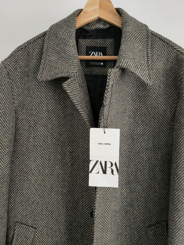 Abrigo espiga marrón, lana