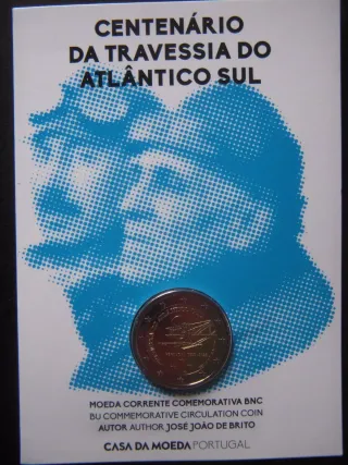 2 euro 2022 coincard Portugal,100th Atlantic Trave