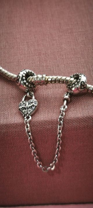 Pulsera de.seguridad plata de ley corazón 