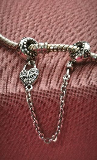 Pulsera de.seguridad plata de ley corazón 