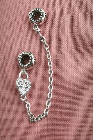 Pulsera de.seguridad plata de ley corazón 
