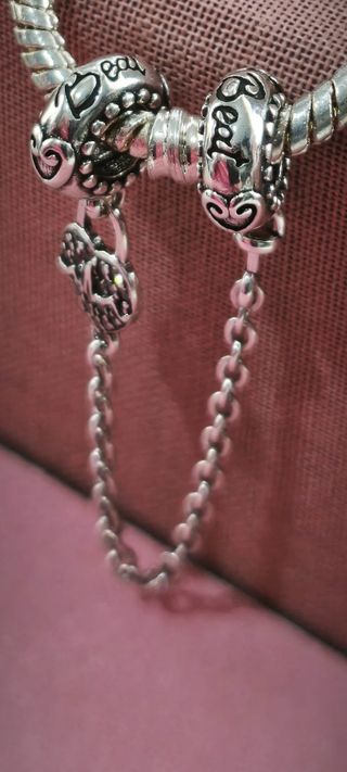 Pulsera de.seguridad plata de ley corazón 