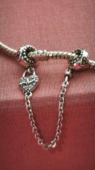 Pulsera de.seguridad plata de ley corazón 