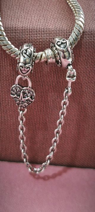 Pulsera de.seguridad plata de ley corazón 