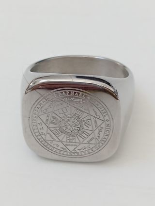 Anillo grande acero inox 7 arcangeles