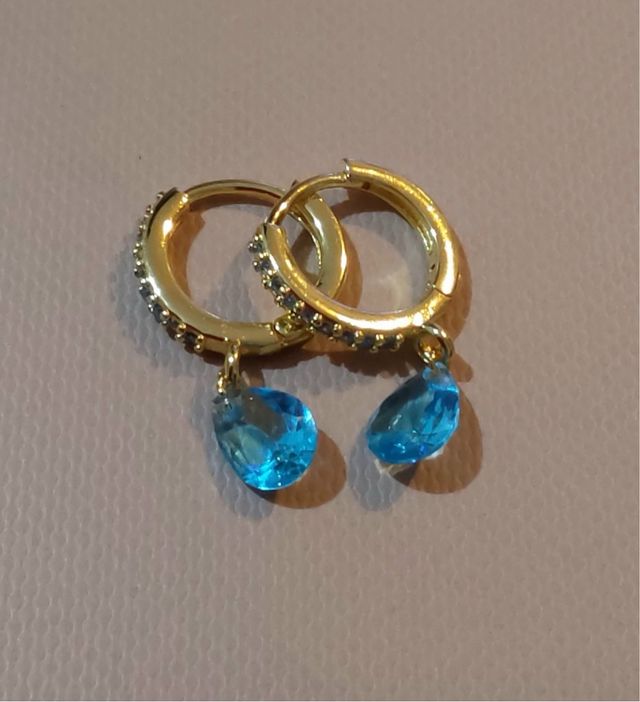 Pendientes guggies gota de agua azul