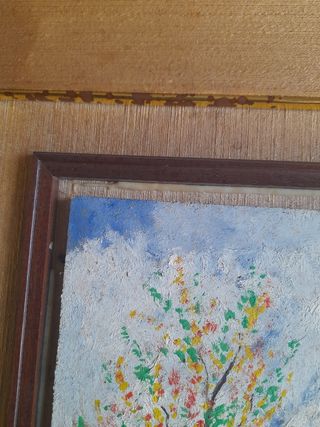 Quadro con alberi dipinto a mano