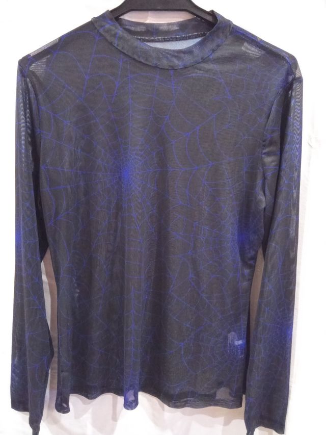 Camiseta cuello alto transparente mujer