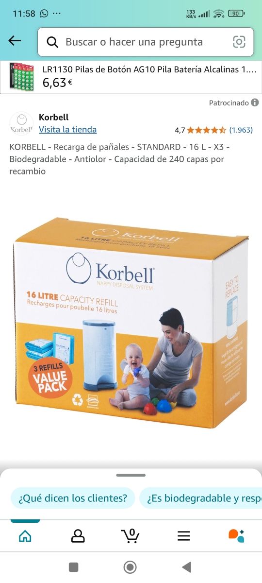 Papelera de pañales