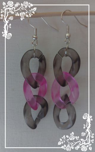 Orecchini pendenti colorati leggeri neri e fuxia